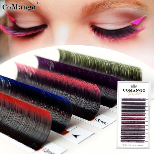 0.07mm Ombre Easy Fan Lashes Extension C/D Curl Wispy Natural Soft Gradient Pink/Blue/Green/Purple Volume Fans Silk Mink Lashes