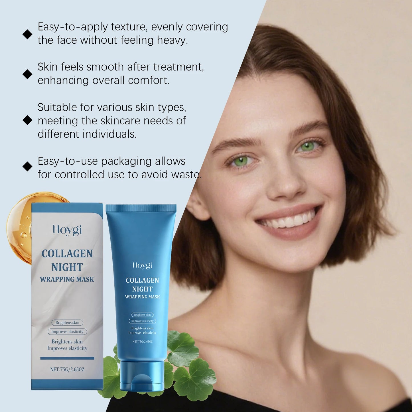 Collagen Night Wrapping Mask Brightening Skin Improve Elasticity Deep Hydrating Collagen Overnight Wrapping Peel off Facial Mask