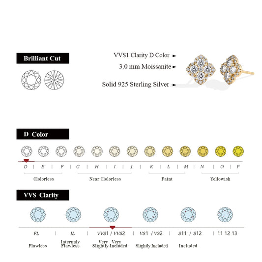 CHARMING Full Moissanite Diamond Earring D Color 925 Sterling Silver For Women 18k Gold Plated Engagement Fine Jewelry Gift