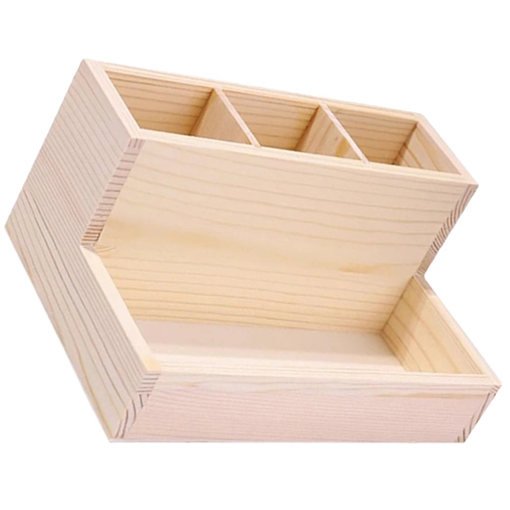 Wooden Makeup Organizer Desktop Storage Box Multi-Grid Cosmetics Storage Holder Stationery Organizer for Home Office Bedroom