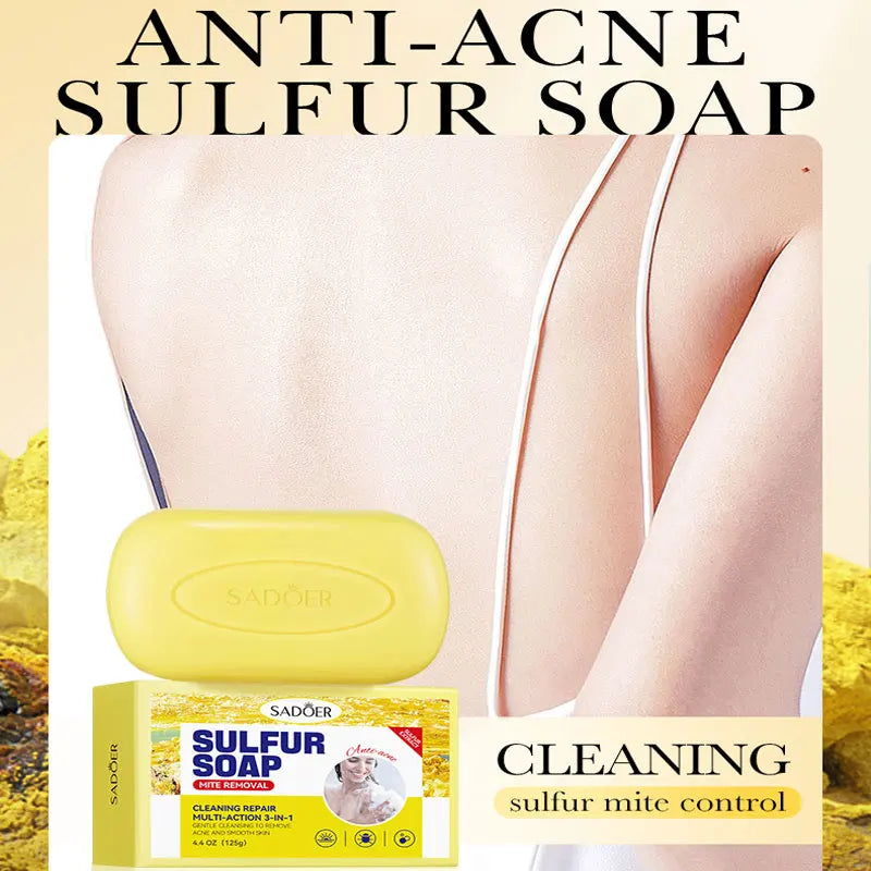 1Box Sulfur Anti Mite Soap Cleansing The Body Handmade Soap Turmeric Acid Kojico Foam Moisturize Control Oil and Prevent Dry