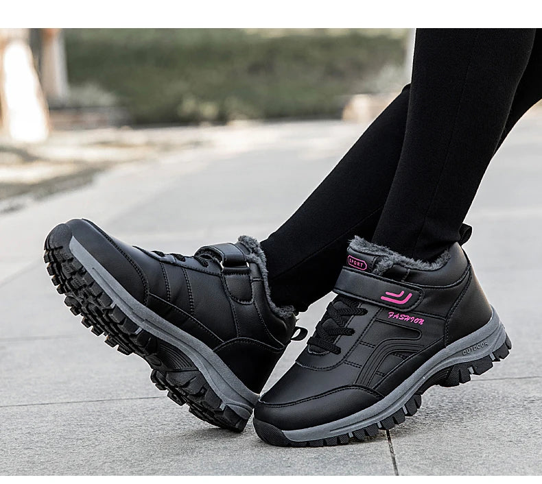 Winter Men's Snow Boots Women Slip On Winter Shoes Waterproof Comfortable Ankle Boots Sneakers Plush Hiking Walking Couple Shoes