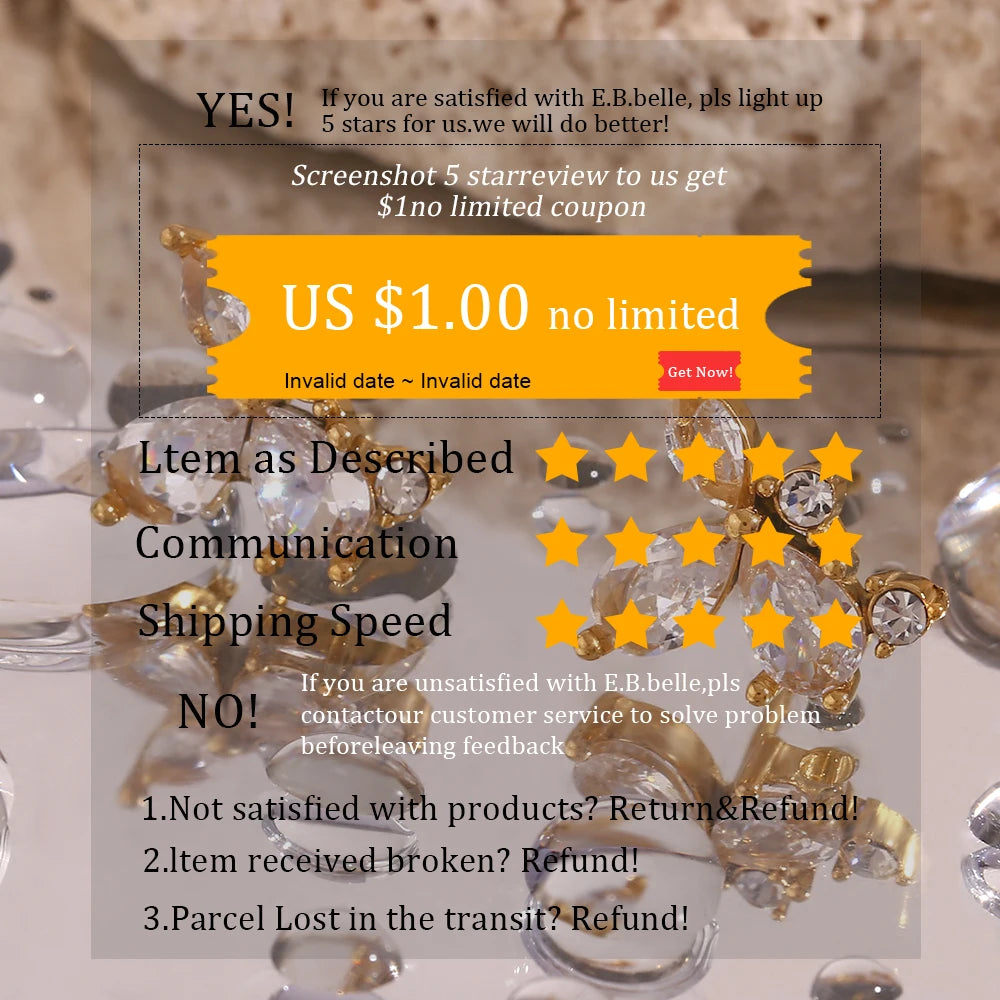 E.B.belle Stainless Steel Exaggerated OT Buckle Round Eye Pendant Bracelet 18K Gold Plated Women Girls Statement Jewelry