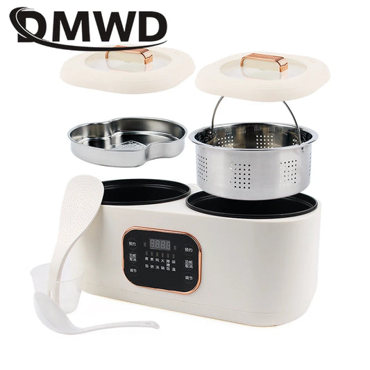 Electric Double-Liner Rice Cooker Heating Lunch Box Food Steamer Non-stick Pan Cooking Hot Pot Soup Stew Skillet Meals Heater