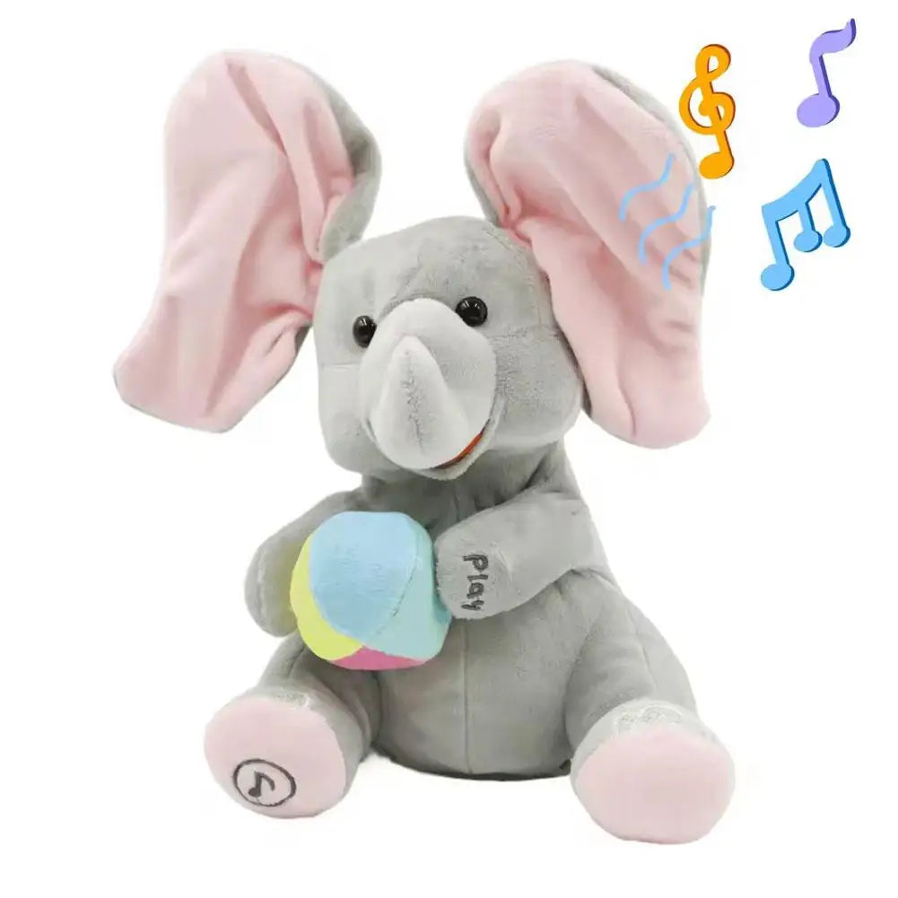 Hide-And-Seek Elephant Plush Toy Baby Interactive Singing Musical Toy For Soothing Children Head Up Training Toys Children Gift