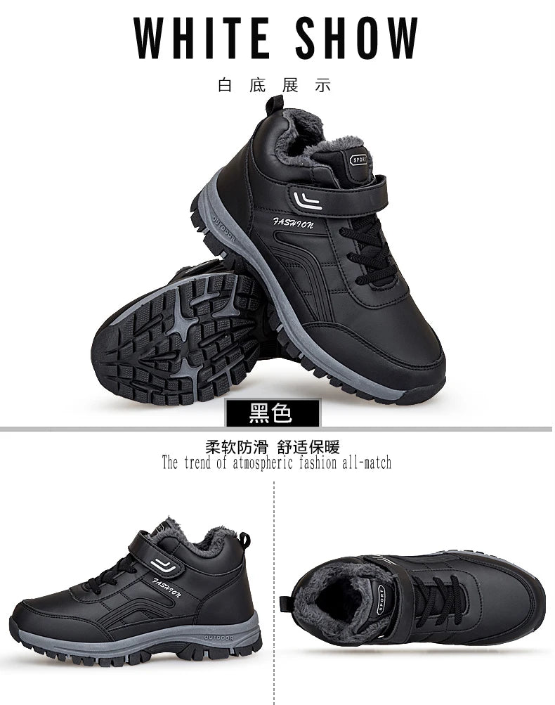 Winter Men's Snow Boots Women Slip On Winter Shoes Waterproof Comfortable Ankle Boots Sneakers Plush Hiking Walking Couple Shoes