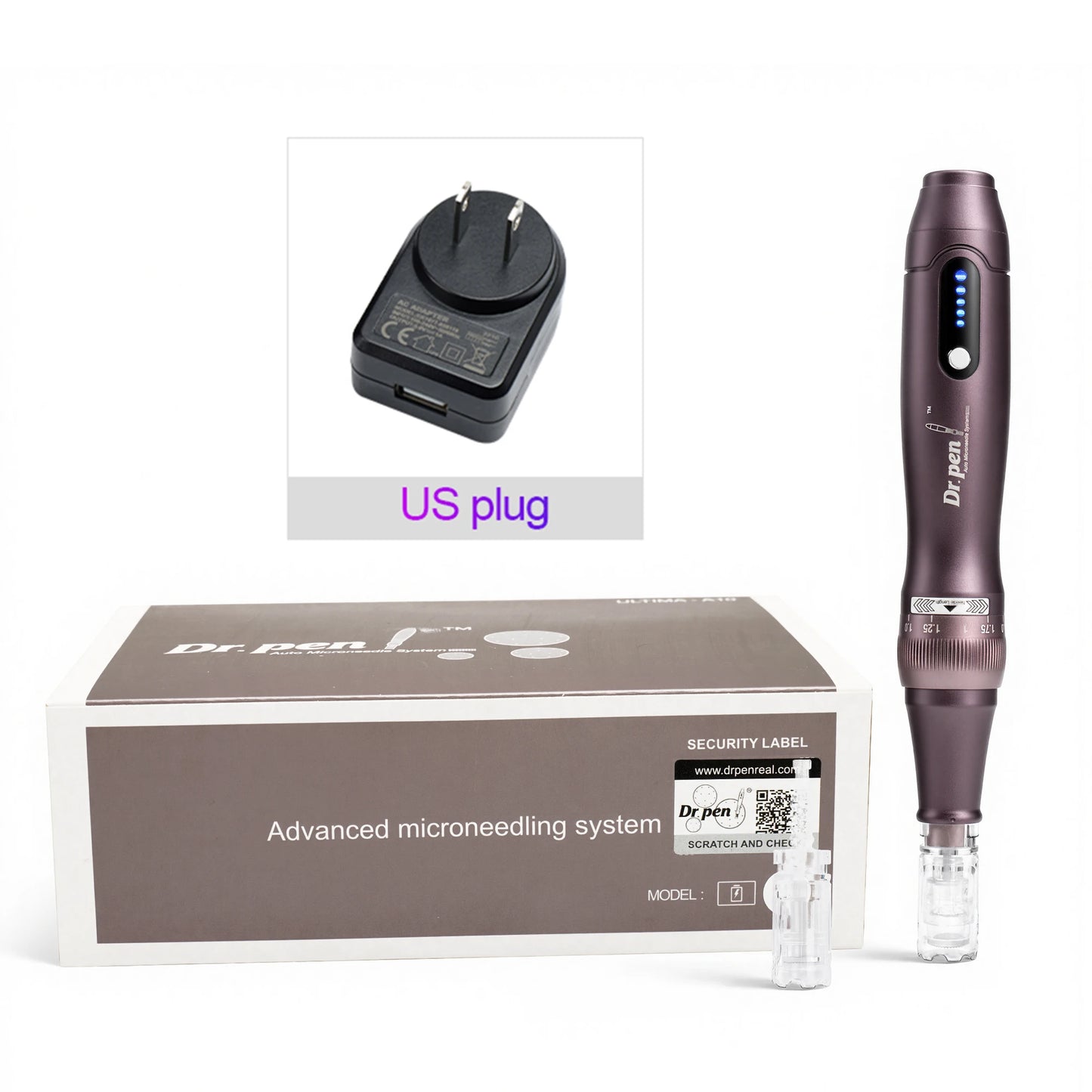 Original Dr. pen A10 Microneedling Pen 0.25mm 5 Speeds Type-C Charger 2 Cartridges Wave Needle Design