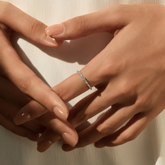 MODIAN Fashion Stacking Slim Rings 925 Sterling Silver Sparkling Round Moissanite Rings For Women Fine Jewelry