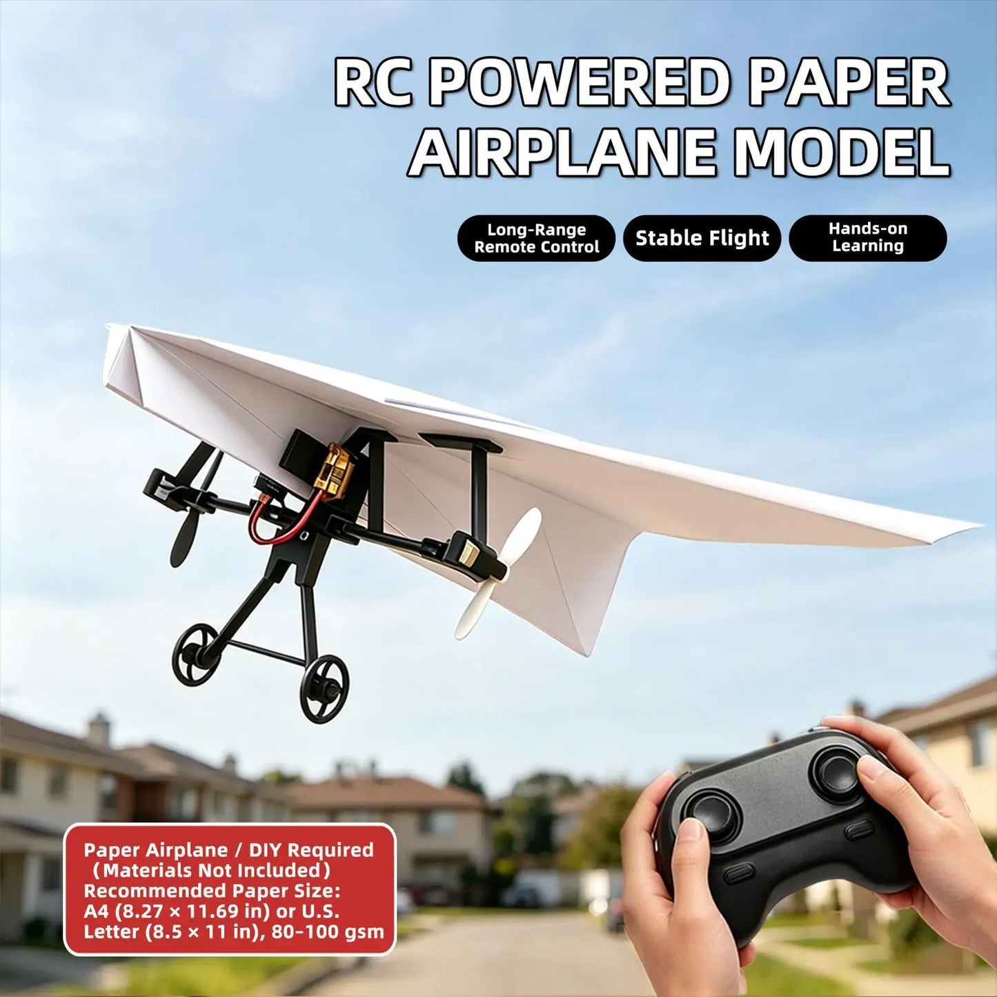 DIY RC Paper Airplane Kit Plane Toy With Gyro Stabilizer Electric Remote Control Plane For Boys Girls Backyard Park Beach