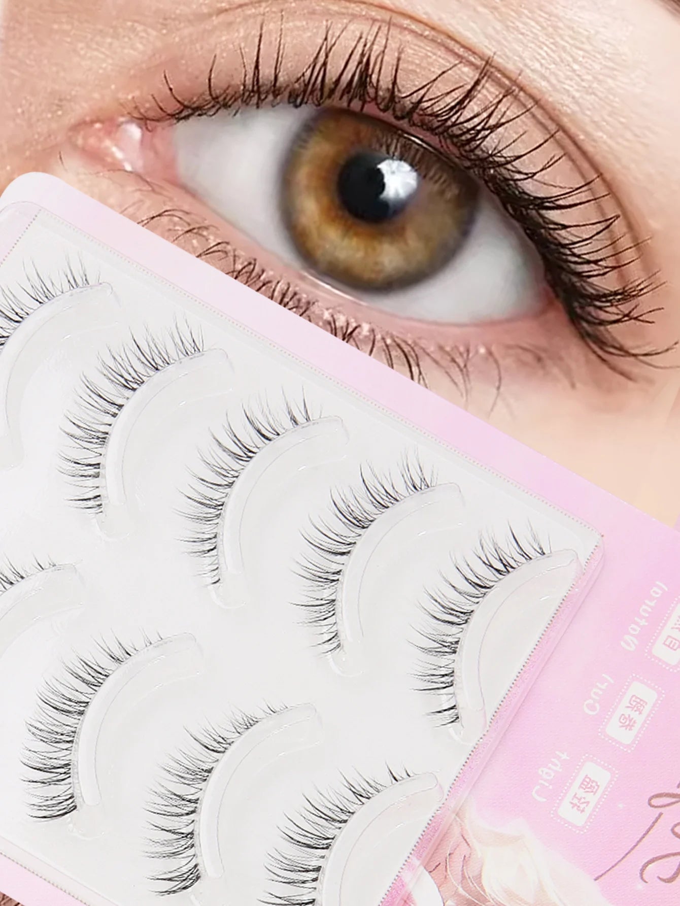 5 Pairs natural Lashes Faux Mink Eyelashes Winged End Eye Elongated Eyelashes Natural long full false lashes Makeup