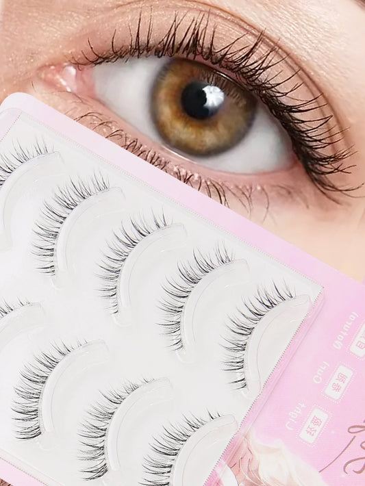 5 Pairs natural Lashes Faux Mink Eyelashes Winged End Eye Elongated Eyelashes Natural long full false lashes Makeup