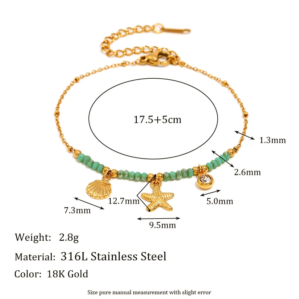 E.B.belle Stainless Steel Exaggerated OT Buckle Round Eye Pendant Bracelet 18K Gold Plated Women Girls Statement Jewelry