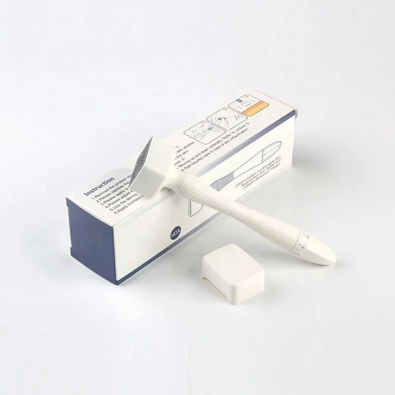 140A Derma Stamp Microneedling 140Pins Face Roller Massager Adjustable Titanium Needle Length 0.25mm For Skincare Beard Hair