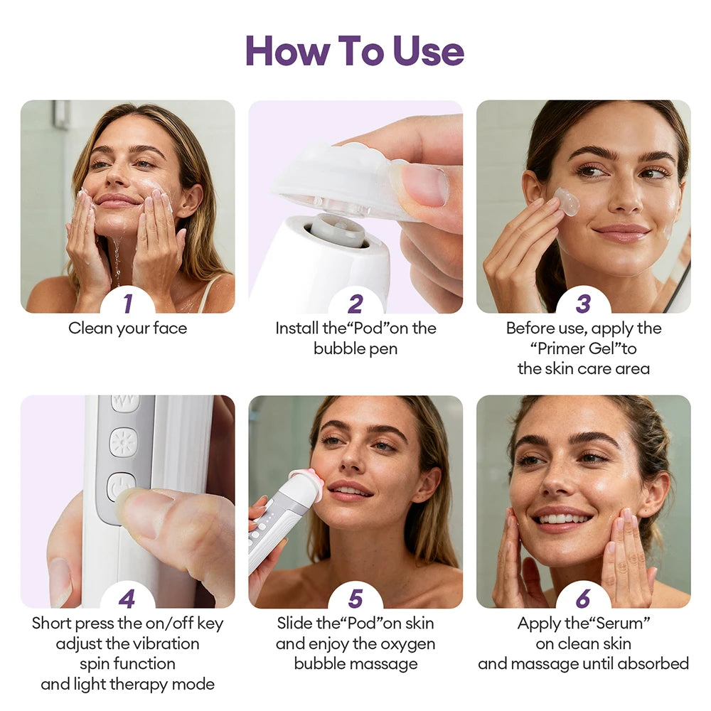 4 Tips CO2 Bubble Pen Aqua Skin Face Cleansing SPA Beauty Device CO2 Pods Massager Portable Oxygen Bubble Facial Machine