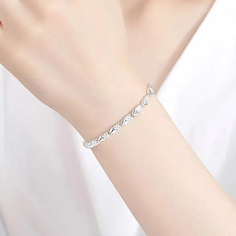 Charms 925 Sterling Silver Bracelets For Women Luxury Designer Heart Shape Adjustable Chain Bracelets Party Fine Jewelry Gifts