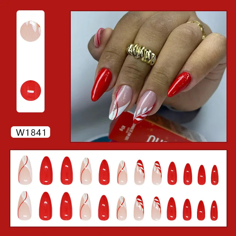 Sweet Sweetheart 24 Pcs Press on Nails Pink Gradient Fake Nails Glossy Artificial Finger Manicure Reusable False Nails for Women