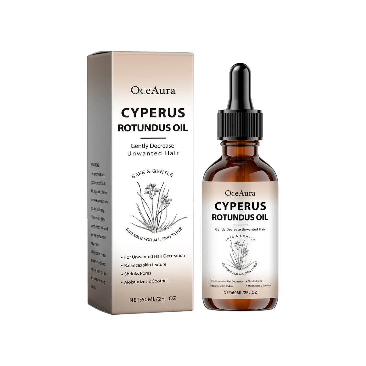 Pure Cyperus Rotundus Oil for Hair Removal Essence Reduce Armpit Arms Body Hair Inhibitor Shrink Pores Smooth Skin Care Serum