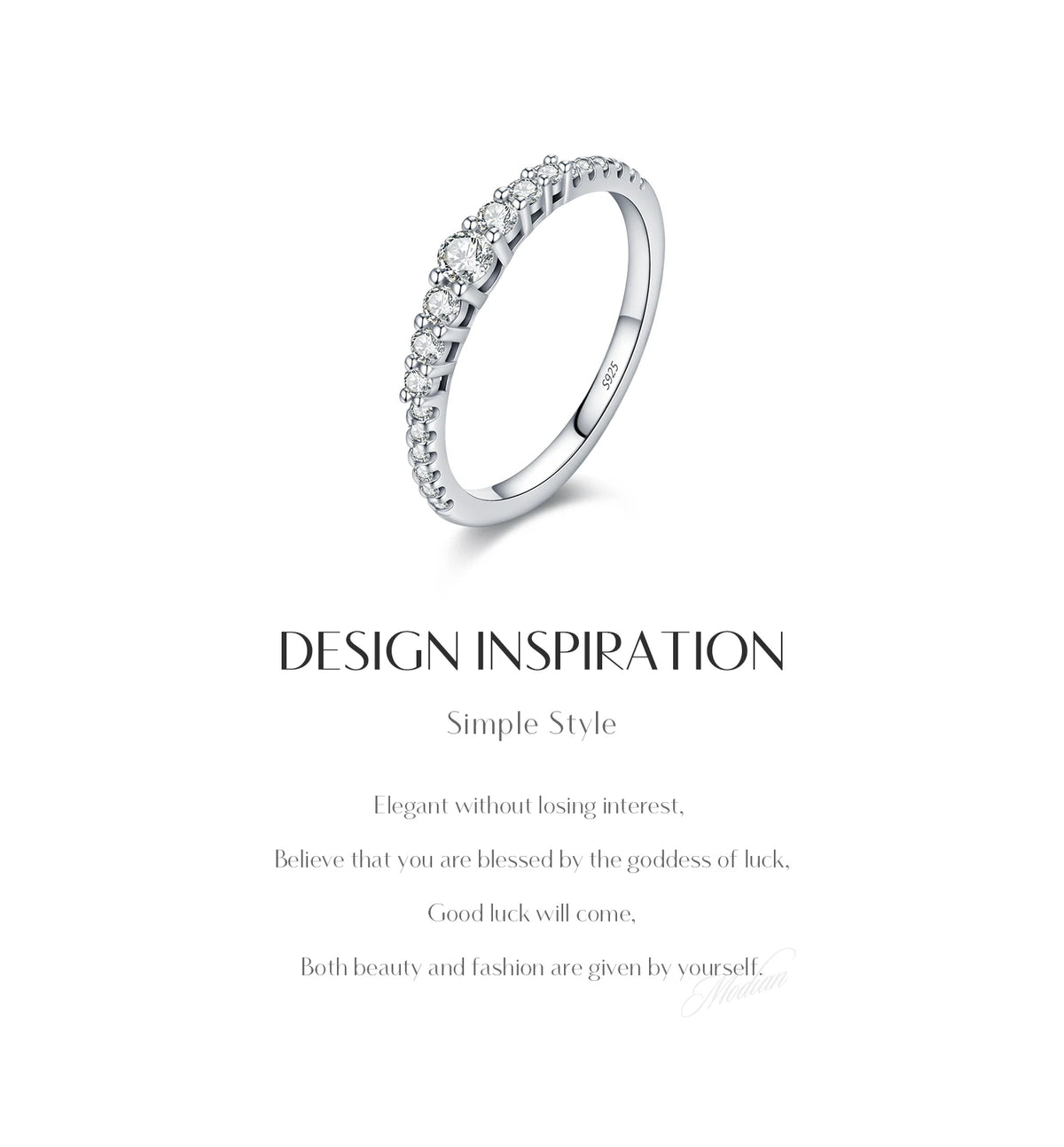 MODIAN Fashion Stacking Slim Rings 925 Sterling Silver Sparkling Round Moissanite Rings For Women Fine Jewelry