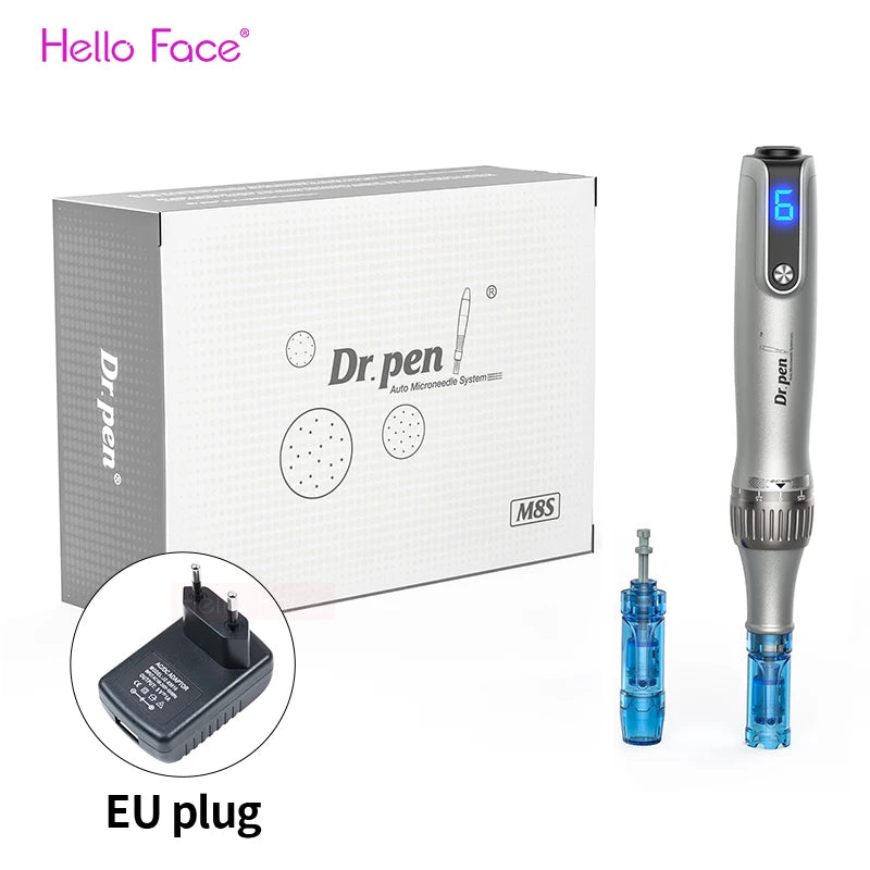 Authentic Dr. Pen M8S Microneedling Pen – 0.25mm Needles, 6 Speeds, Battery Display, Anti-Backflow Cartridges