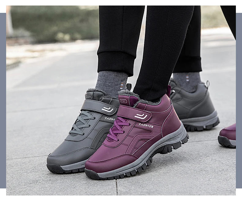 Winter Men's Snow Boots Women Slip On Winter Shoes Waterproof Comfortable Ankle Boots Sneakers Plush Hiking Walking Couple Shoes