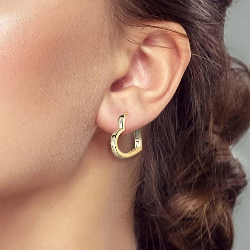 925 Sterling Silver Earrings Women Gold Plated Heart and Star Moon Hoop Earring For Anniversary Wedding Jewelry Gifts