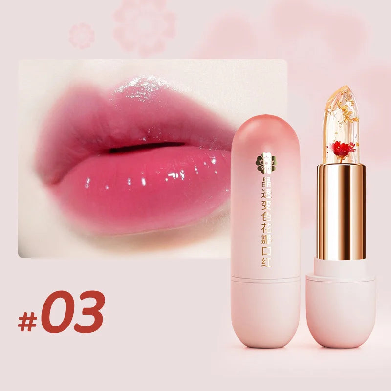 Blue Rose Petal Lip Balm Color-changing Jelly Lipstick Hydrating Non-Sticky Crystal Flower Lip Stain Makeup Skin Care