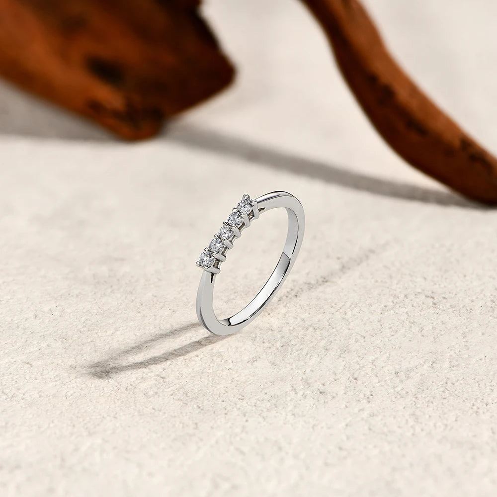ATTAGEMS 925 Sterling Silver Moissanite Rings DVVS1 Round Cut 2.0mm Stackble 18K Gold Plated Wdeding Ring for Women Fine Jewelry