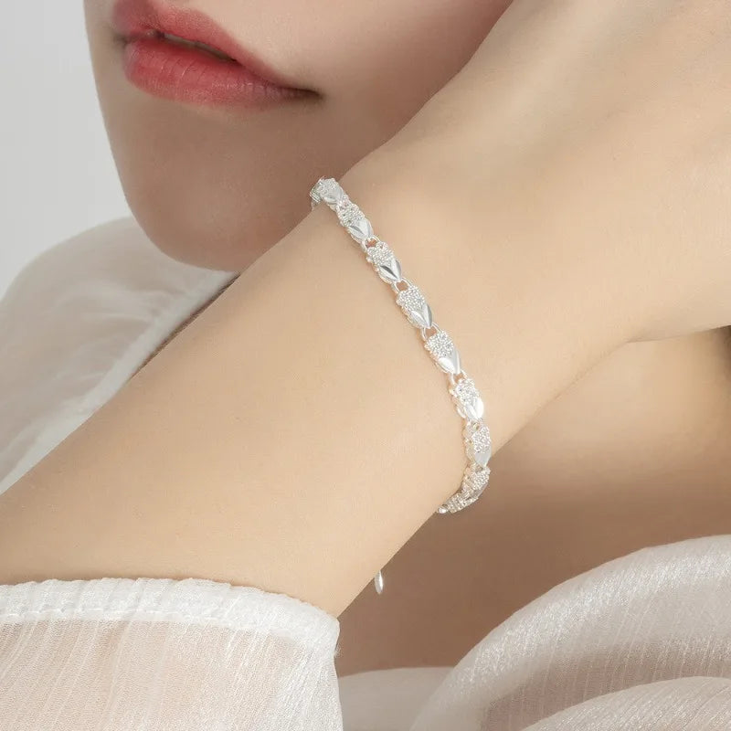 Charms 925 Sterling Silver Bracelets For Women Luxury Designer Heart Shape Adjustable Chain Bracelets Party Fine Jewelry Gifts
