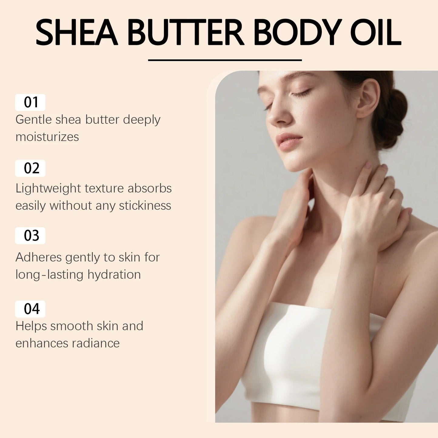 100% Natural Shea Butter Massage Oil Intense Moisture for Dry Skin Lightweight & Fast Absorbing All Skin Types Stretch Mark Care