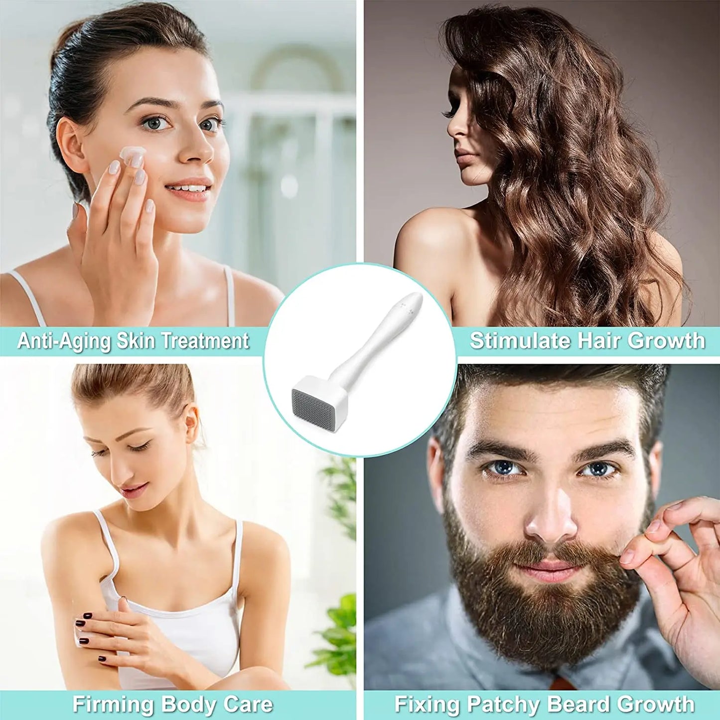 Derma Stamp Adjustable Microneedling With 140 pin Needles Face Body Care Hair Beard Growth 0.25 MM Needle length