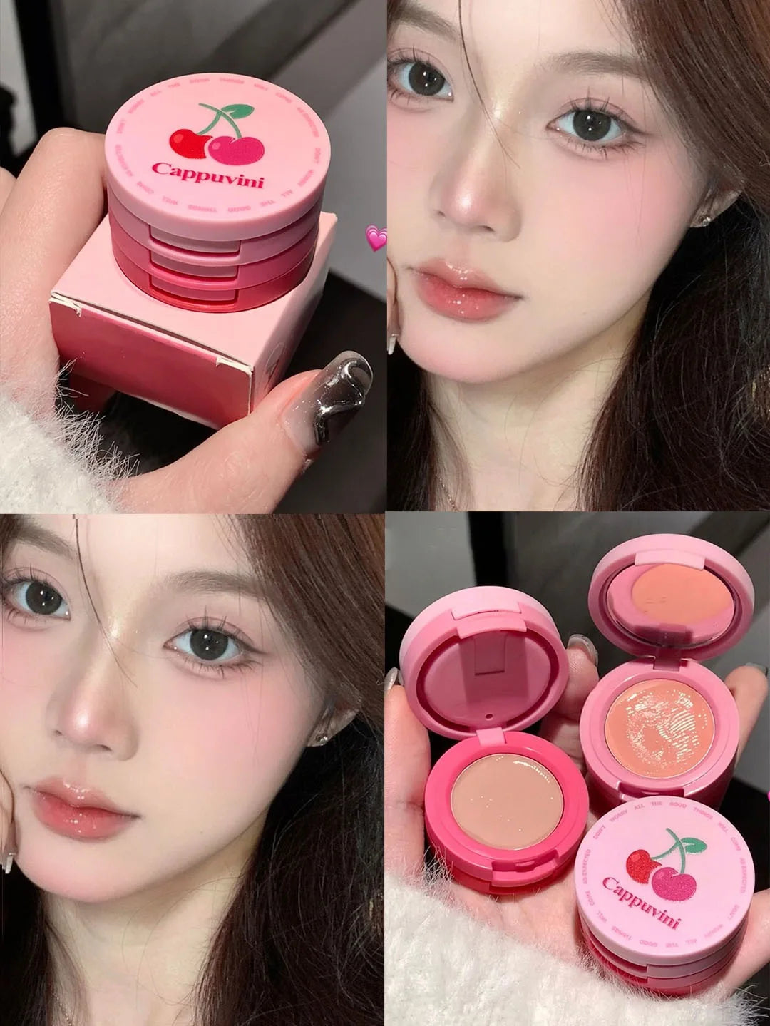 3 in 1 Cream Blush Cherry Watermelon Red Blushes Waterproof Lasting Matte Beauty Blush Cream Peach Face Blush Makeup Cosmetic