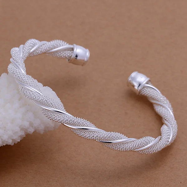 Valentine'S Day Christmas Gift Fashion 925 Sterling Silver Lovely Mesh Hot Bracelet Bangle Jewelry Wholesale Factory Price