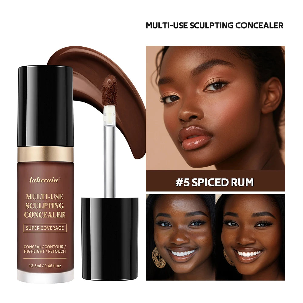 Multi-Use Foundation Long-lasting Matte Waterproof Oil Hight Full Coverage Highlight and Retouch Face Makeup for Women Lakerain