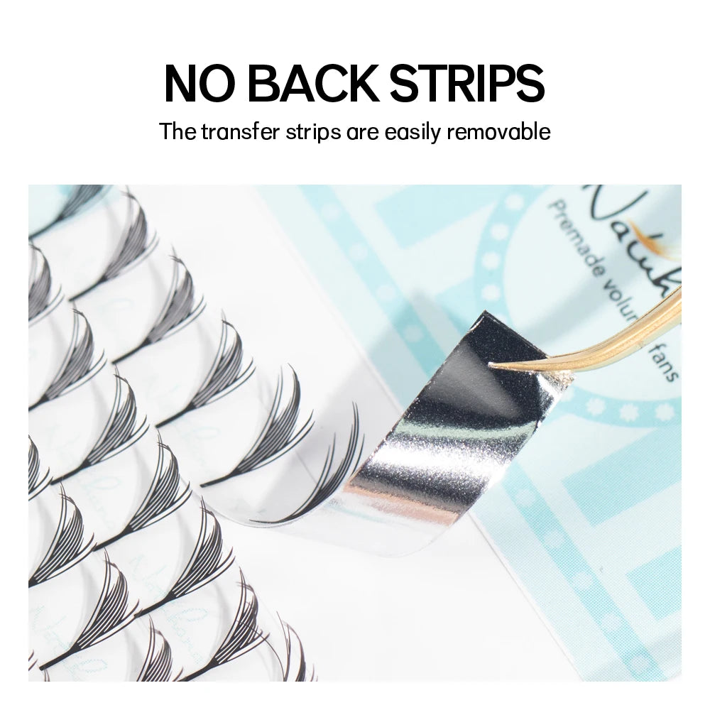 NATUHANA Narrow Spiky Premade Fans Fairy Wings Eyelash Extensions Anime Manga Style Soft Wispy Volume Lashes DIY Salon