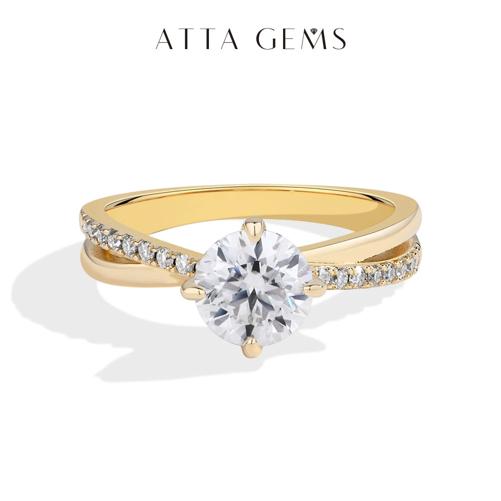 ATTAGEMS Classic Moissanite Wedding Ring Four Claws Original s925 Sterling Silver Jewelry for Women Engagement Band High Quality