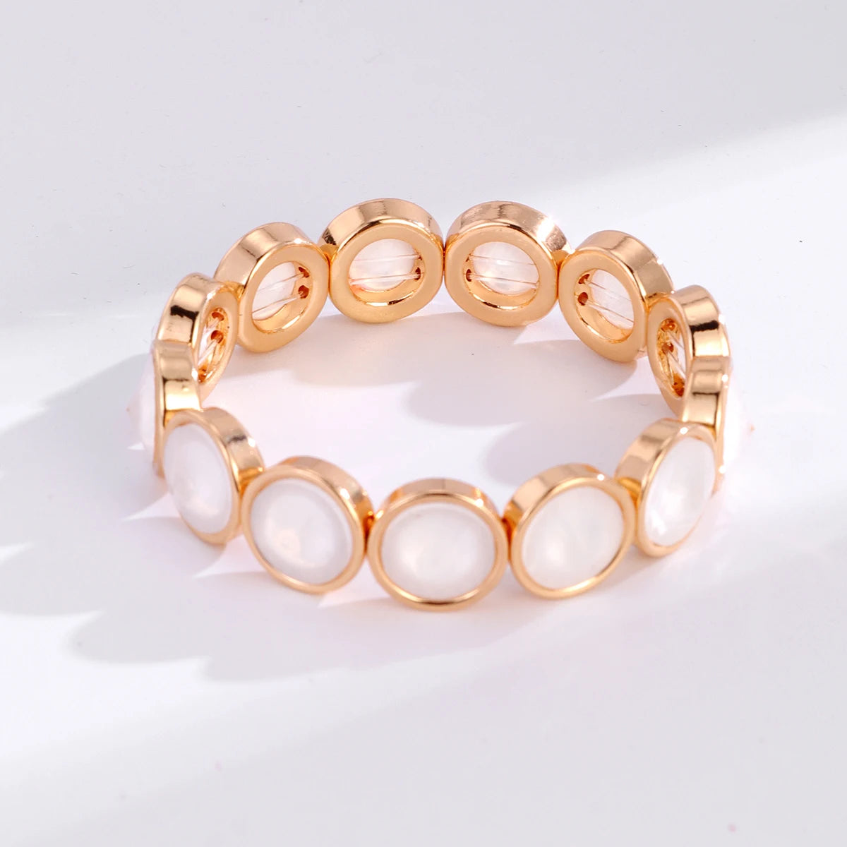 2026 New Design Gold Color Bracelets For Women Inlaid Colorful Glass Crystal Beads Elastic Bangle Candy Color Jewelry