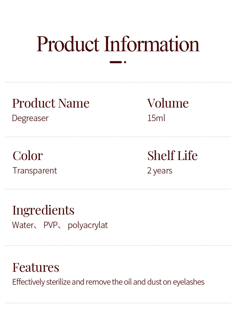 Songlashes Degreaser EffectctivelyStrlie and Remove the Oil and Dust on EyelashesTransparent ColorHigh Quality Professional