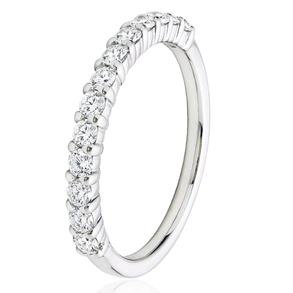 DEZO Half Moissanite Wedding Band 2mm Round Cut VVS D Color Eternity Rings for Women Engagement 925 Sterling Silver Jewelry