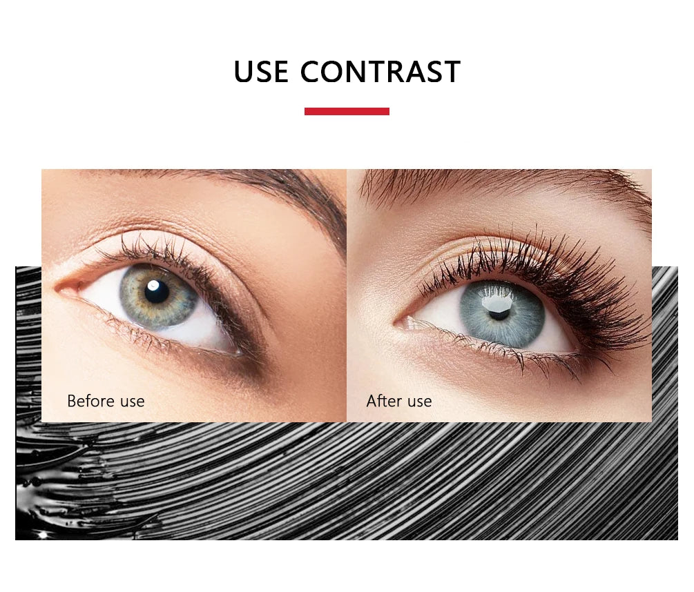 QIBEST 2 Pack Silk Fiber Eyelash Black Mascara Waterproof Lasting Eyelash Extension Thick Lift Lengthening Eyelash  Mascara