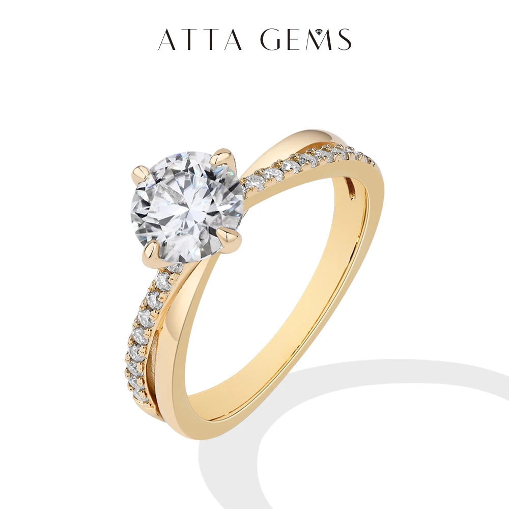 ATTAGEMS Classic Moissanite Wedding Ring Four Claws Original s925 Sterling Silver Jewelry for Women Engagement Band High Quality