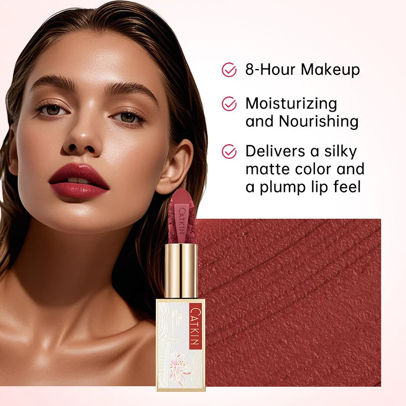 CATKIN Dreamworld Carving Lipstick, Waterproof Long Lasting Satin Nourish Moisturizing Smooth Soft 0.13 Ounce-Chinese Style