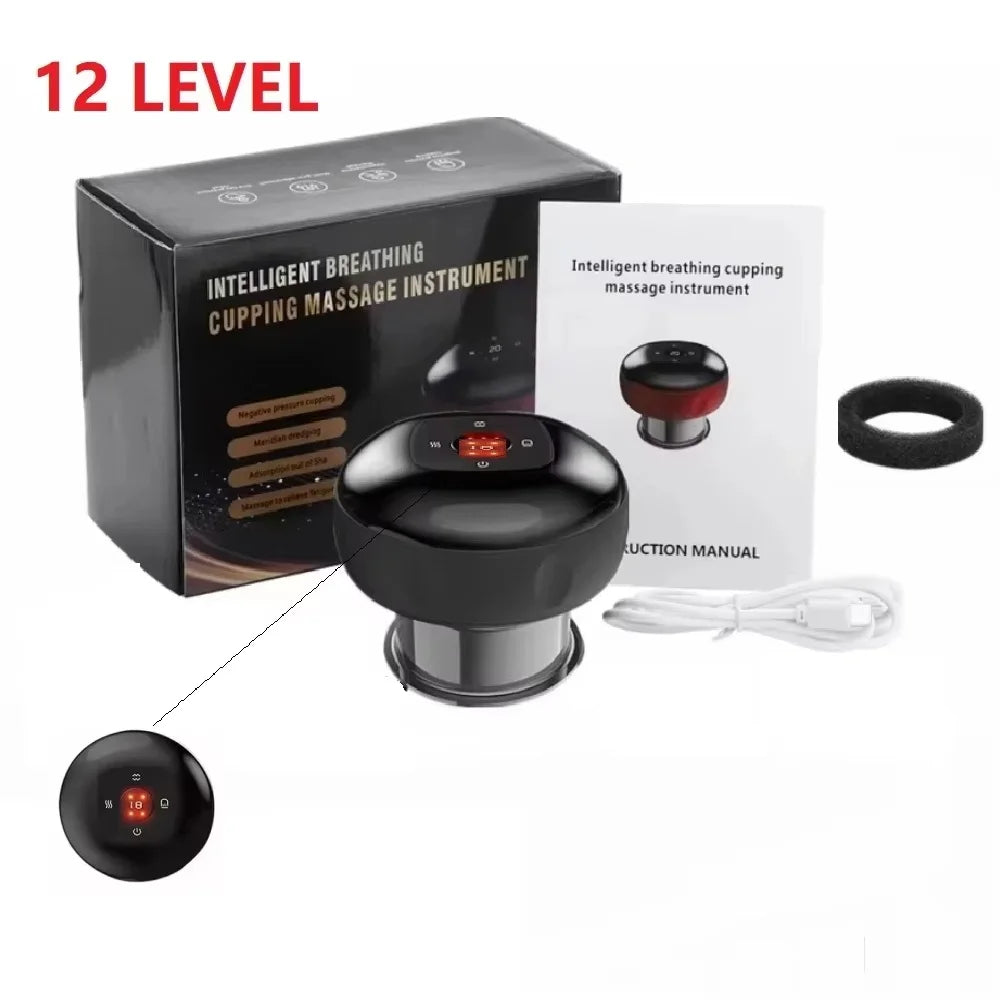 Wireless Body Scraping Massage Smart 6/12 Gear Electric Vacuum Cupping Heating Suction Cup Device Back Neck Arm Massager