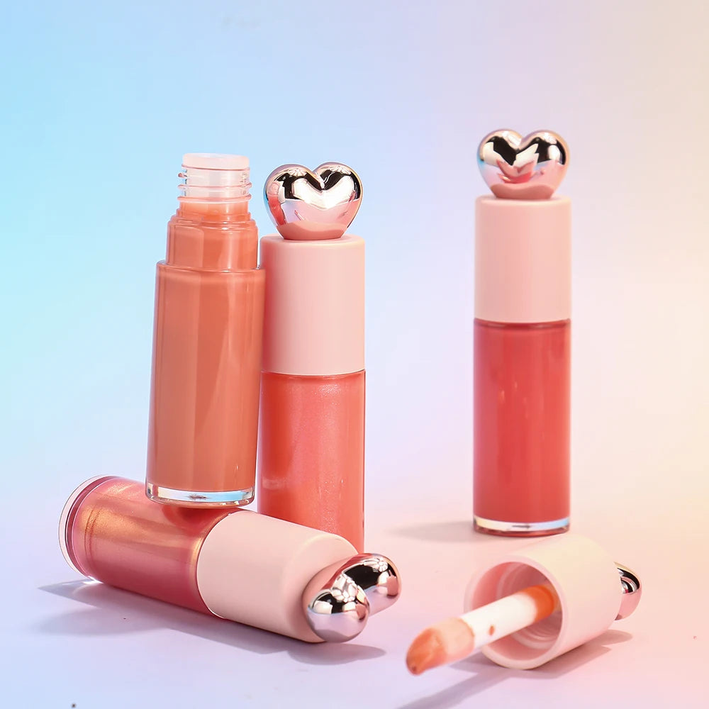 Private Label Love Heart Cover Non-stick Waterproof Lip Gloss Custom Logo Matte Pearl Long-lasting Non-fading Makeup Wholesale