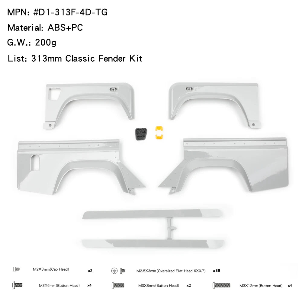 RCDream RD110 Pickup 313mm Hard Body Car shell DIY Version For 1/10 Axial SCX10 III SCX10 II 313mm Scale Crawler DIY Upgrade