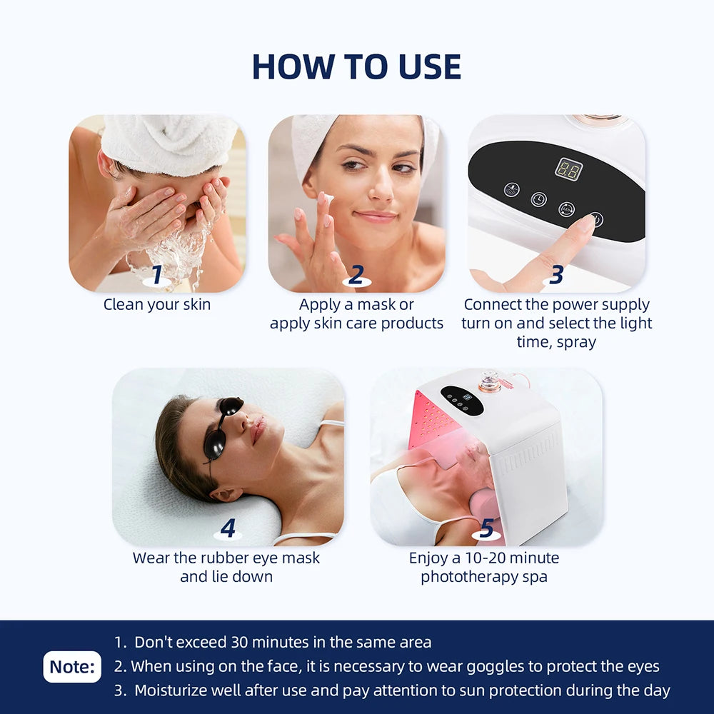 Foldable 7 Colors LED Photon Machine With 3 Levels Nano Spray Skin Moisturizing Face&Body Mask Beauty Salon Home Use Skin Care