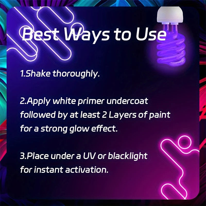6PCS 25ml Fluorescent Paint Glow In The Dark Light Body Paint Face Painting for Party Halloween Event Makeup Club Makeup Xmas Gl