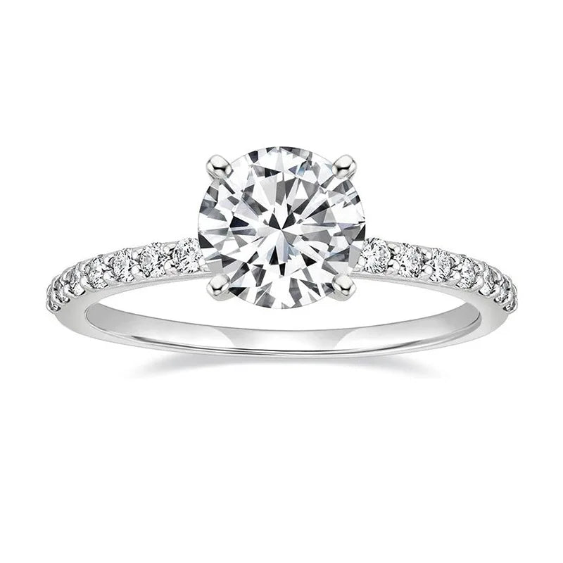 Lnngy Certified 8mm 2ct Moissanite Solitaire Ring 14K Gold Filled Engagement Rings For Women Wedding Party Jewelry Gift