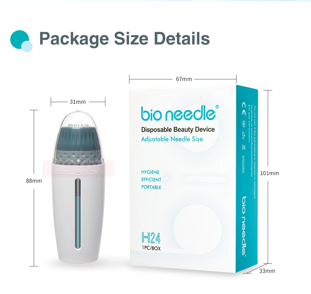 Hello Face Derma Stamp Titanium Microneedle Bio Needle H24 Hydra Needle Efficient Adjustable Needle 0.25 mm needle length