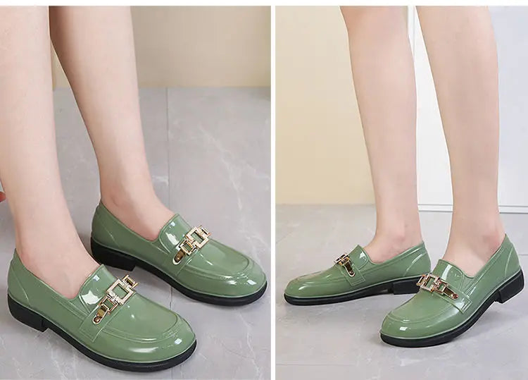 Rain Boots Women Diamond Chain Waterproof Water Shoes Top Quality Women's Rubber Shoes Oil-resistant Non-slip Kitchen Galoshes