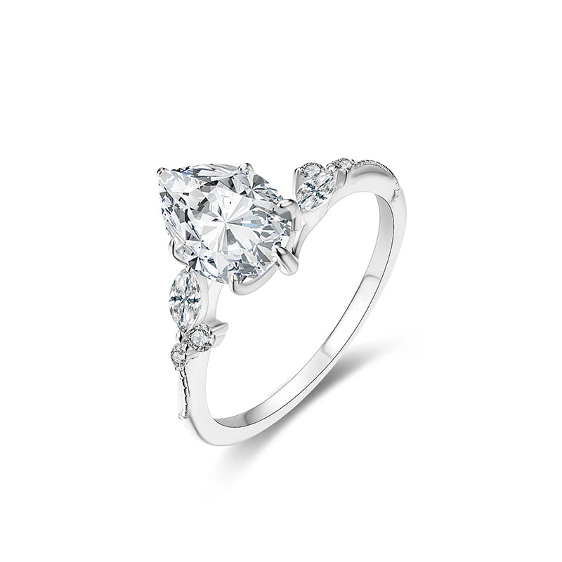 CHARMING 2025 2.0CT Pear Shape 7*10mm  Moissanite Ring D VSS1 Color 925 Silver Pass Diamond Tester Wedding Fine Jewelry Gifts